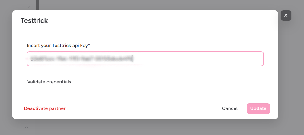 TestTrick Integration Step 1